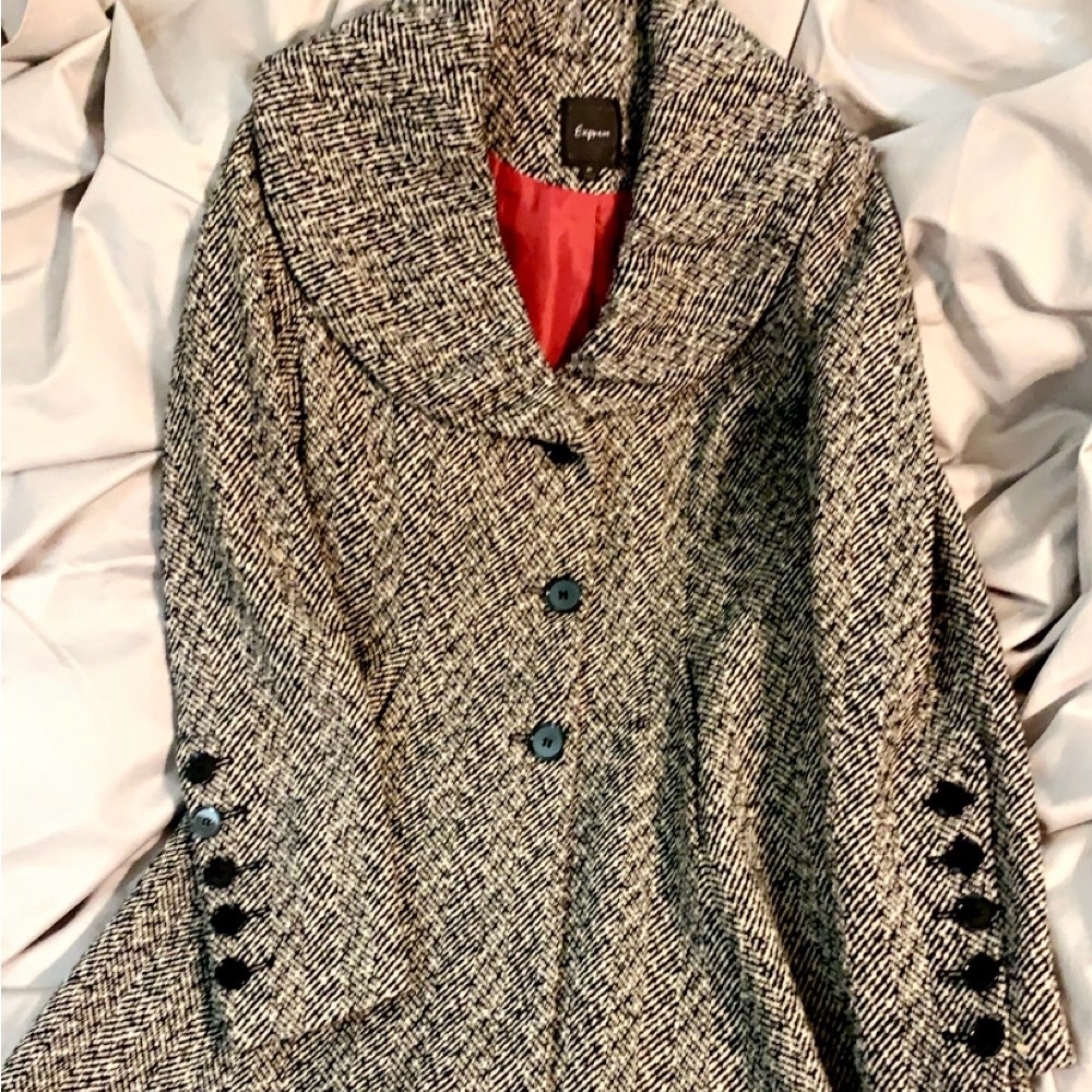 Express Tweed Button-Up Coat Medium